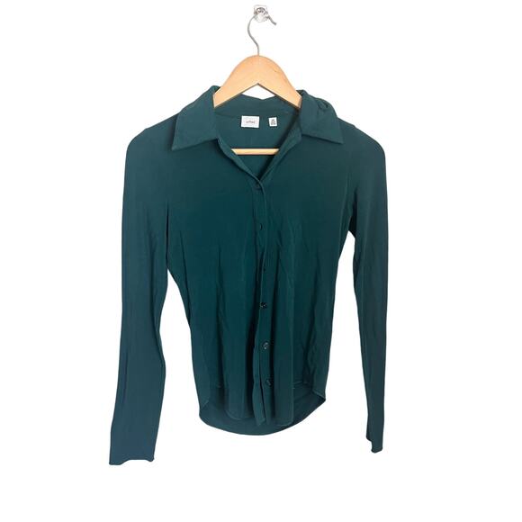 Aritzia Wilfred Green Button Up Blouse XXS - Picture 1 of 4